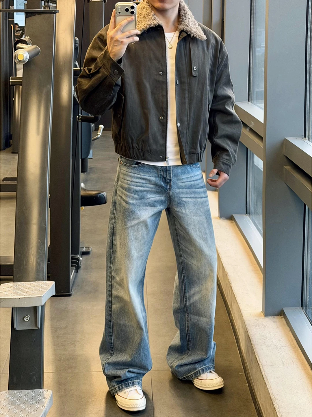 

American Retro Blue Flared Jeans Men Loose Wide Leg Straight Cut Pants Hard Man Vibe Bend Knife Jeans