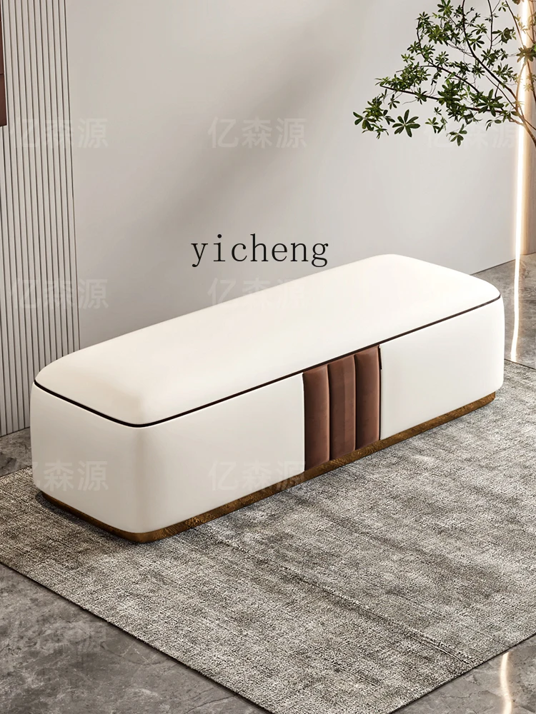 ZC Bed End Stool Shoe Changing Stool Home Doorway Modern Minimalist Footstool Leather Long Stool