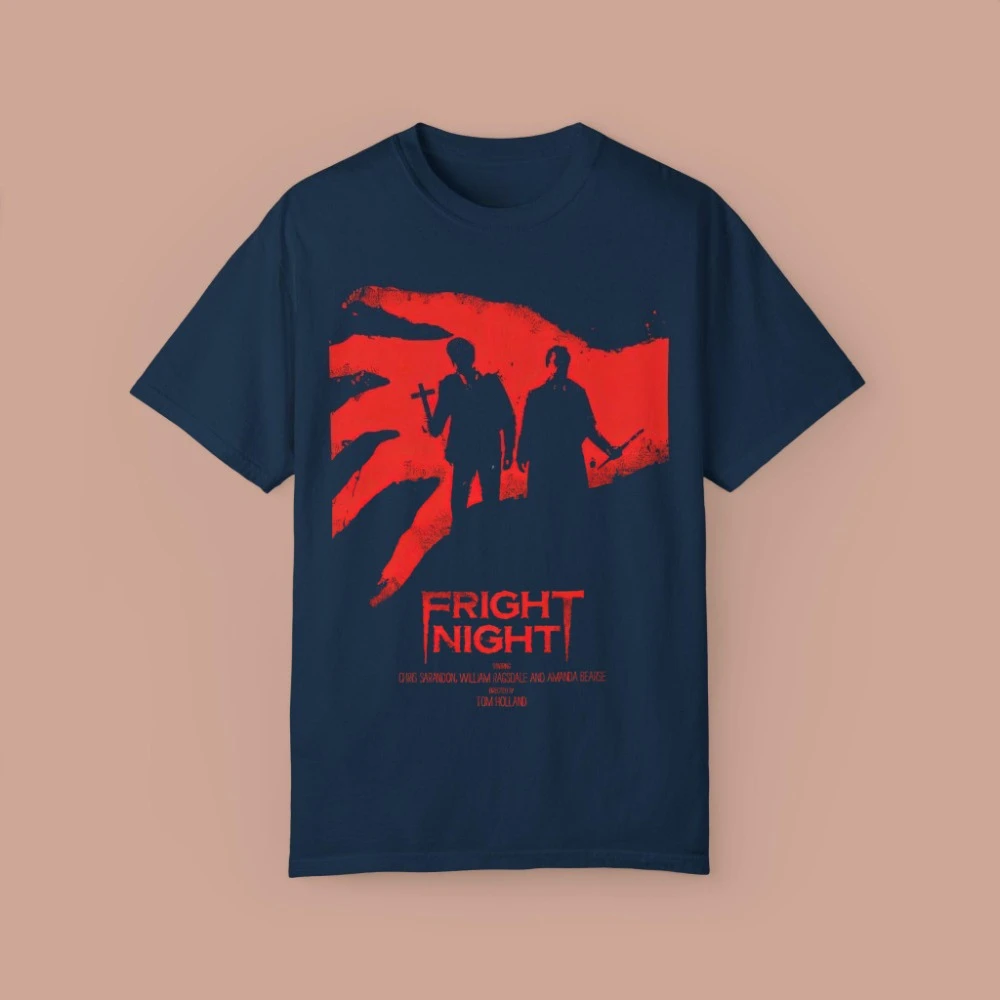Retro Fright Night Horror Movie T-Shirt Vintage Heavyweight T-shirt Men's T-shirts for Summer