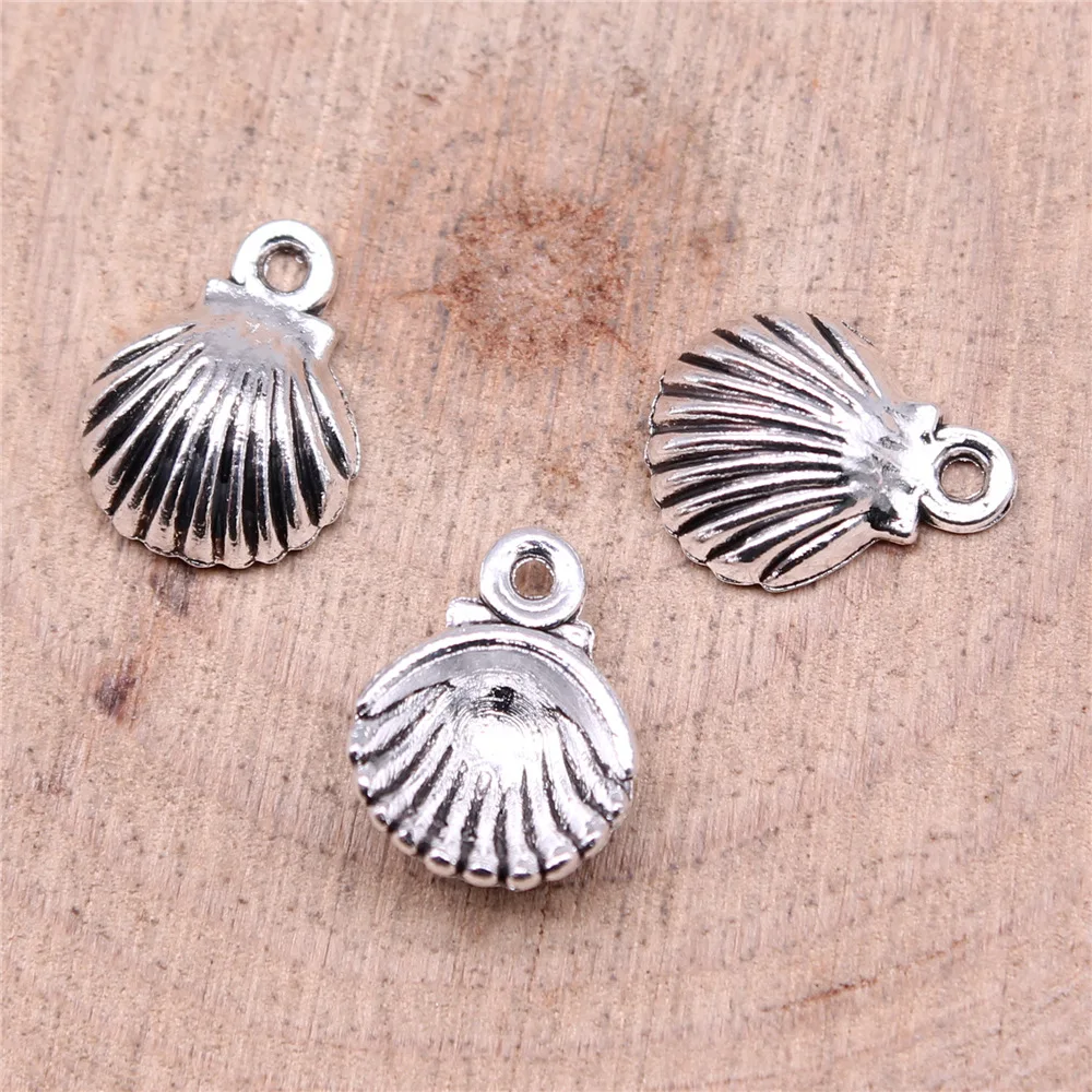 20Pcs/Lot Charms Shell Conch 12x9mm Antique Silver Color Pendants Making DIY Handmade Tibetan Finding Jewelry