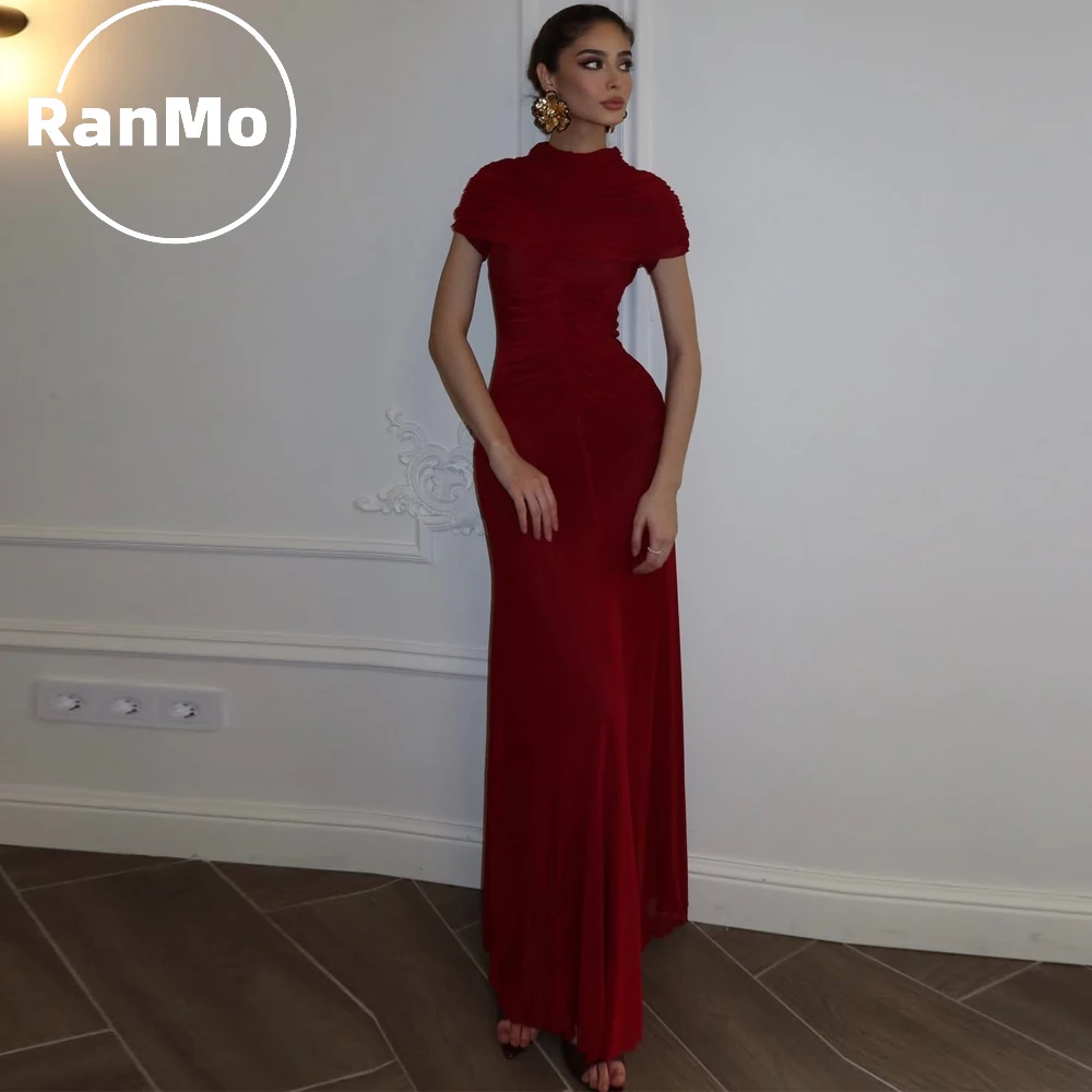 

Новое элегантное вечернее платье Ranmo 2026 А-силуэта с круглым вырезом, коротким рукавом, плиссировкой, на заказ, в пол