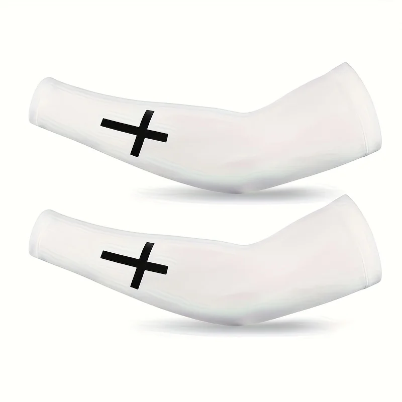 

A Set of Faith-Themed Arm Sleeves Designed for Sports, Embellished with a Cross Motif, Perfect for Football And Various Athletic Activities, Suitable for Outdoor Use, Breathable, And Great for Cycling And Hiking