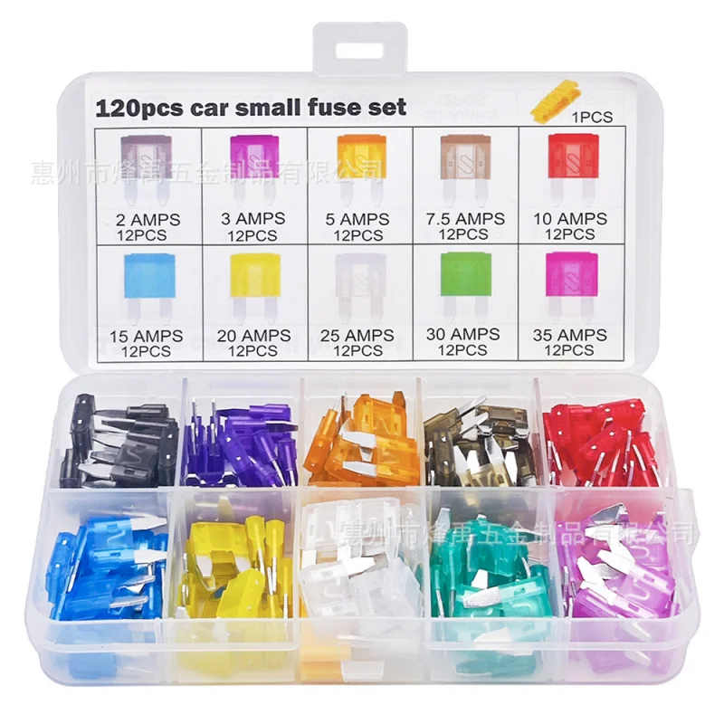 

120pcs Boxed Small Car Fuse Blades Blade Type Insert Type Zinc Blade 2A-35A Set
