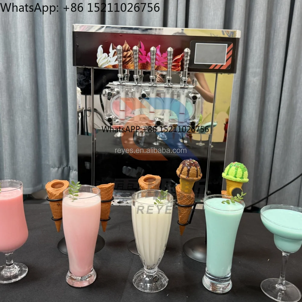 Self Cleaning Vertical 5 Flavors Soft Ice Cream Machine Commercial Soft Serve Italian Ice Cream Maker Yogurt Option Easy Operate