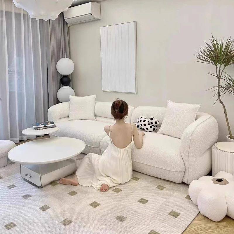 Fabric Velvet Cream Light Luxury Modern Living Room Small Style Direct Sofa Lazy Apartment Designer Armchairs Balcony Furniture