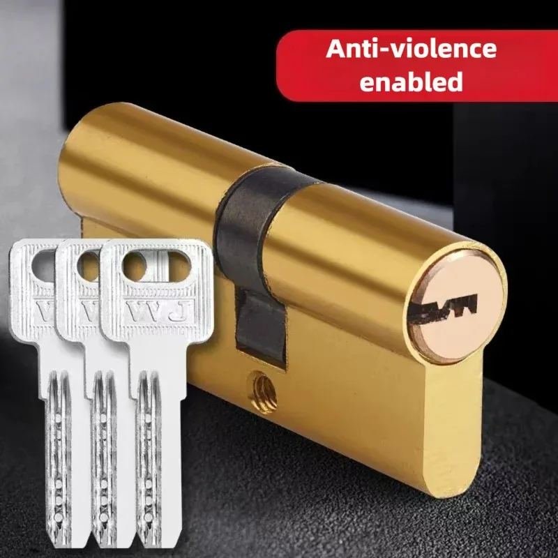 Door Cylinder Biased Lock 65 70 80 90 100mm Cylinder AB Key Anti-Theft Entrance Brass Door Lock Lengthened Core Extended Keys