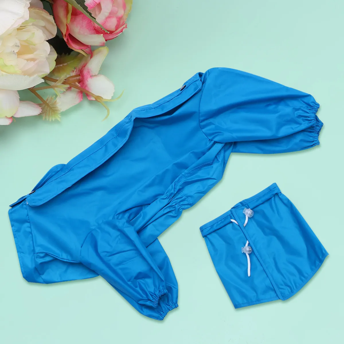 

Waterproof Puppy Raincoat Blue Size 12 Reflective Hooded Jumpsuit Dog Apparel Small Medium Dogs Rainwear All-Weather Slicker