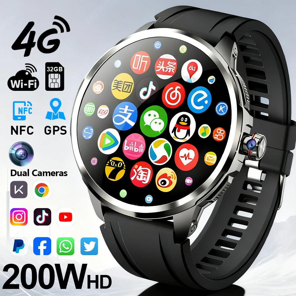 

2026 4G SIM Card Smart Watch Card 1.75''AMOLED Global Call Google Play Download APP 190° Pull Out Camera GPS WIFI Men Smartwatch