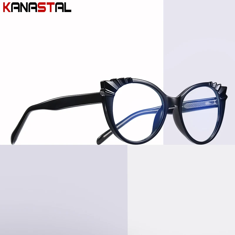 Women Butterfly Glasses Frame TR90 Round Eyewear Optical Blue Light Blocking Lenses Prescription Myopia Reading Retro Eyeglasses