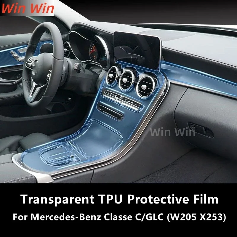

Для Mercedes-Benz Classe C/GLC W205 X253 салон автомобиля, центральная консоль, прозрачная защитная пленка из ТПУ, ремонтная пленка против царапин