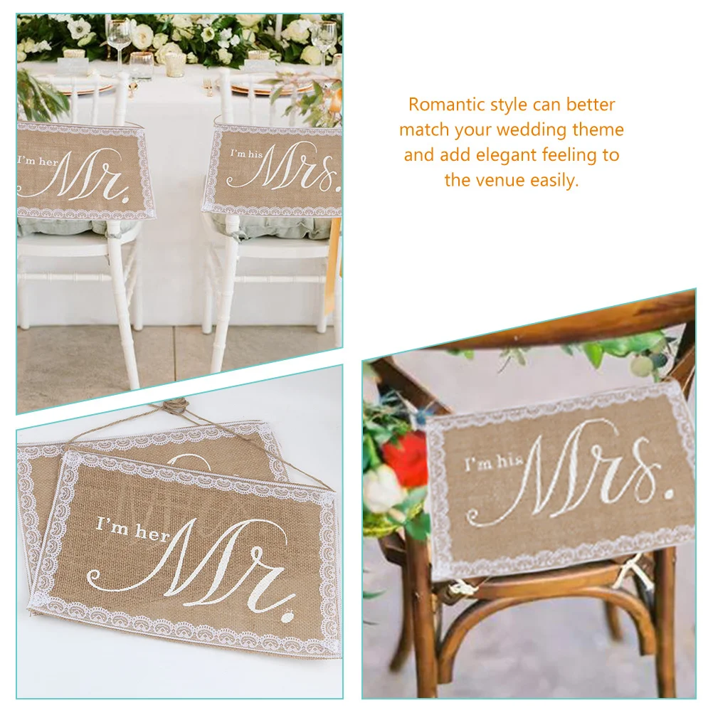 

2pcs Back Decorations Wedding Chair Back Decors Romantic Style Fine Workmanship Bridal Showers Engagement Party Decoration Mr