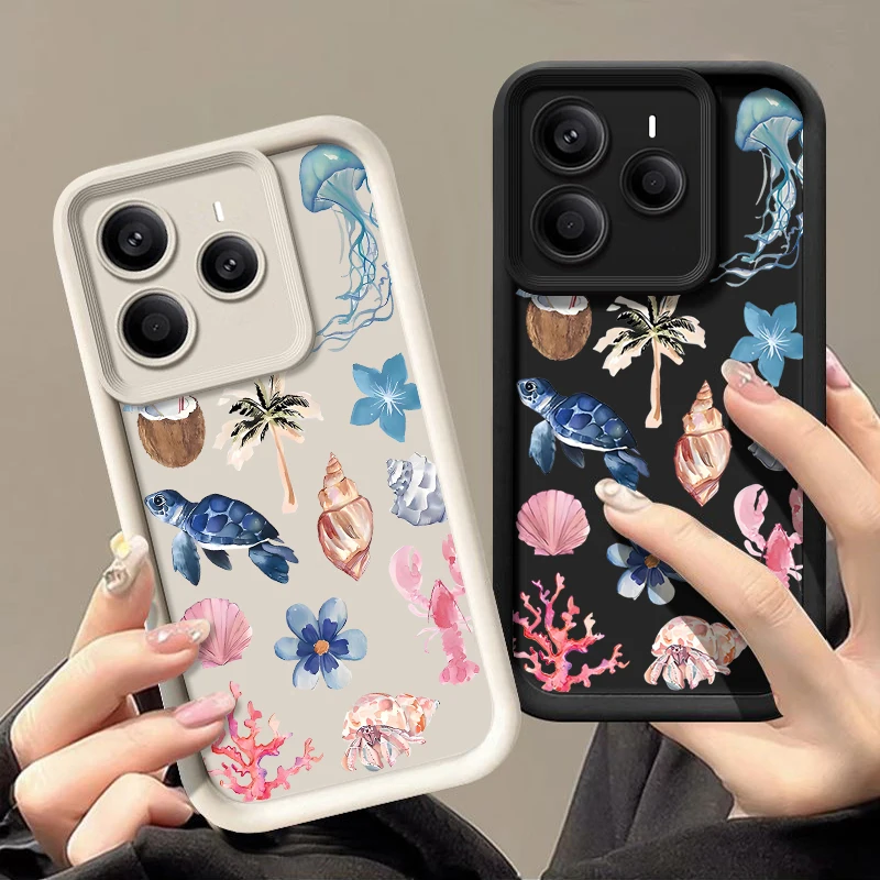 Coque de téléphone en Silicone, étui pour Xiaomi Redmi Note 14 13 12 Pro Note 13 14 Pro Plus 5G 13 13C 4G 11 10 Pro, motif d'éléments océan