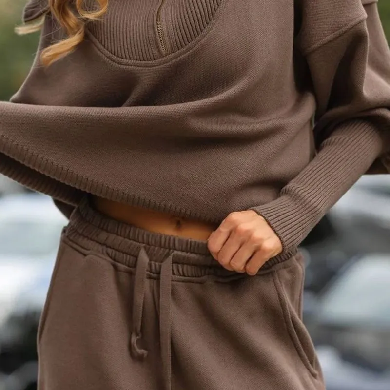 Komplet: bluza z kapturem na zamek i spodnie ze sznurkiem, jednolity kolor, modny damski zestaw dwuczęściowy na jesień i zimę, styl casual, Conjuntos De Pantalones