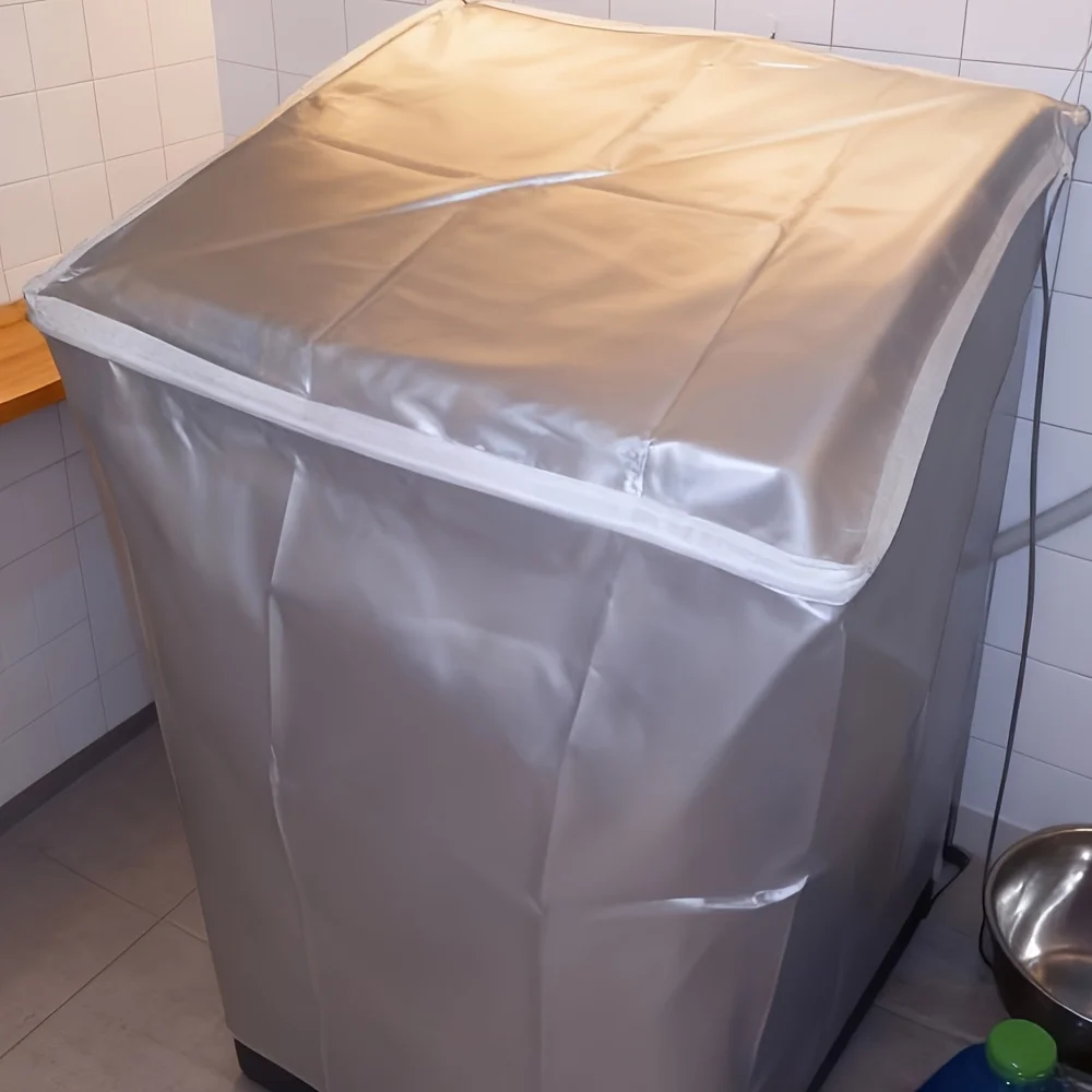 Silver Pulsator Washing Machine Cover Zipper Convenient Opening and Closing Design for Daily Use on The Balcony