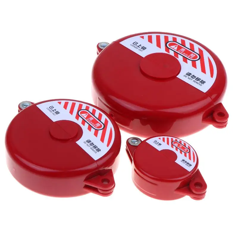 Red Gate Valve Lockout Tamper Proof ABS Lock Cover High Visibility Warning for Municipal Water Pipeline Safety Work
