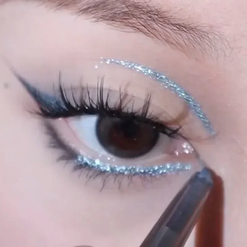 Fard à barrage brillant métallique imperméable à l'eau, crayon Eyeliner, outil de maquillage pour les yeux, chrome, diamant, gel, réfraction, paillettes, éclaircissant, surbrillance