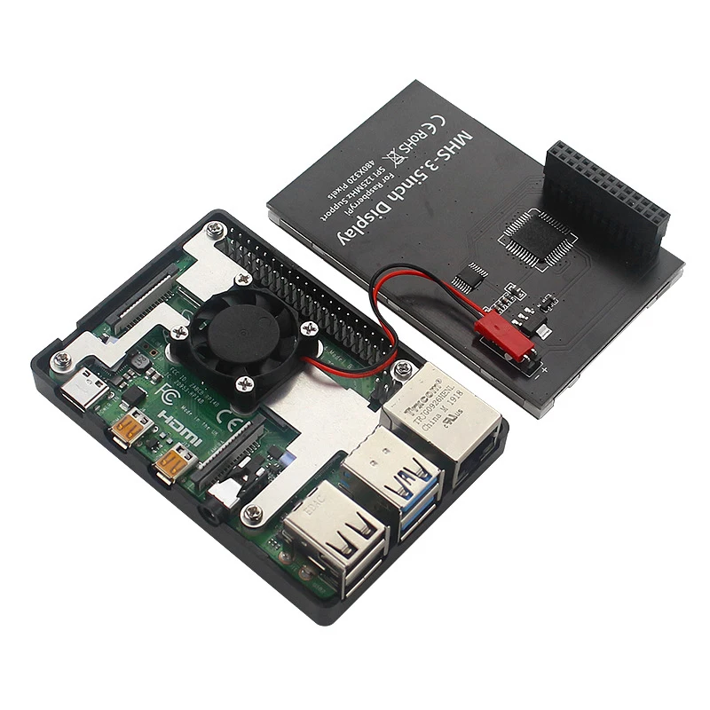 Raspberry Pi 3.5-Inch Touchscreen 480*320 LCD TFT Display With Optional Metal Casing Cooling Fan, Suitable For Raspberry Pi 4B