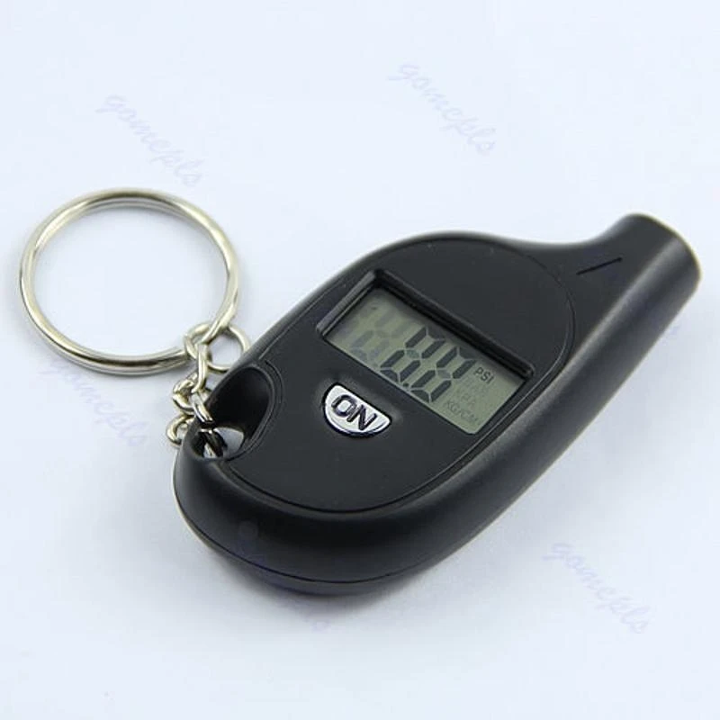 Mini Applied Keychain LCD Digital Tire Tyre Air Pressure Gauge Fr Car Motorcycle
