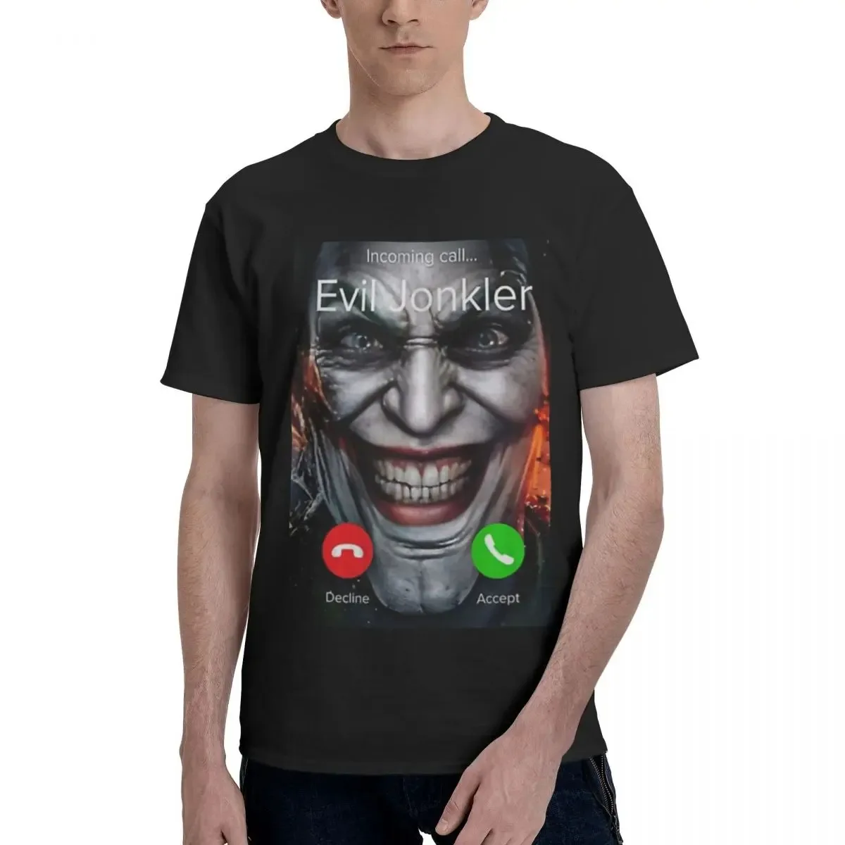 Humor Horror Incoming Call From Evil Jonkler Halloween T-shirt Men Summer Clothing Short Sleeve Cotton Tees Tops