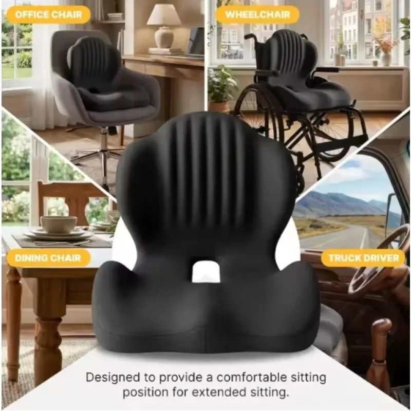 Office Chair Cushion Back Support Lumbar Pillow Seat Pad for Long Sitting Hip Pain Relief Ergonomic Memory Foam