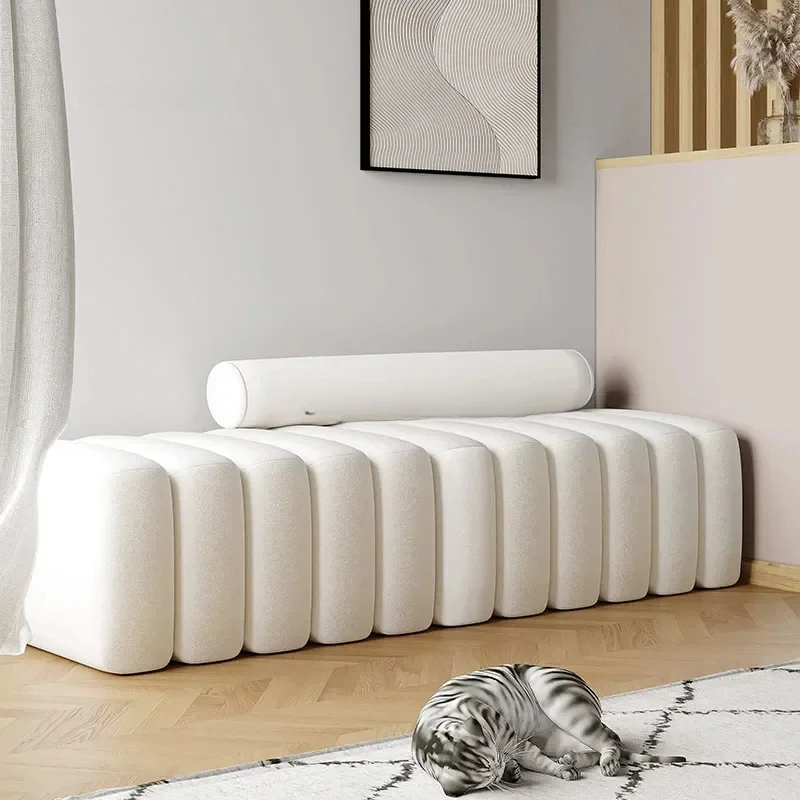 Designer Flannel Stools Nordic Living Room Furniture Modern Light Luxury Bench Bedroom Ottomans Home Porch Changing Shoe Stool