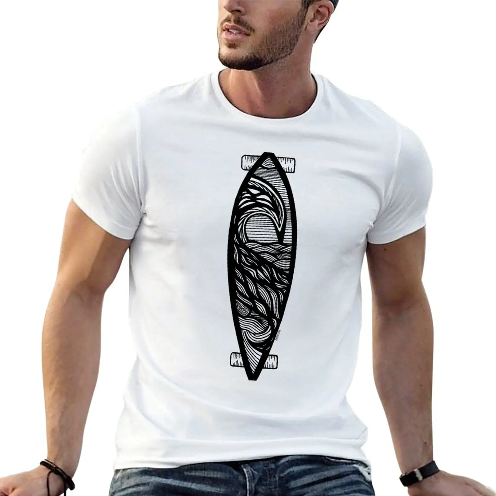 Longboard T Shirt T-Shirt Minimal Art Print T-Shirt
