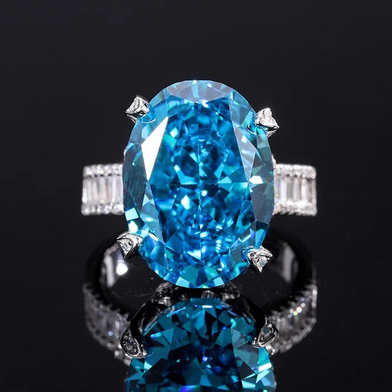 

New jewelry with a copper base plated in platinum, high-end version, elegant and luxurious dove egg ring 13*18