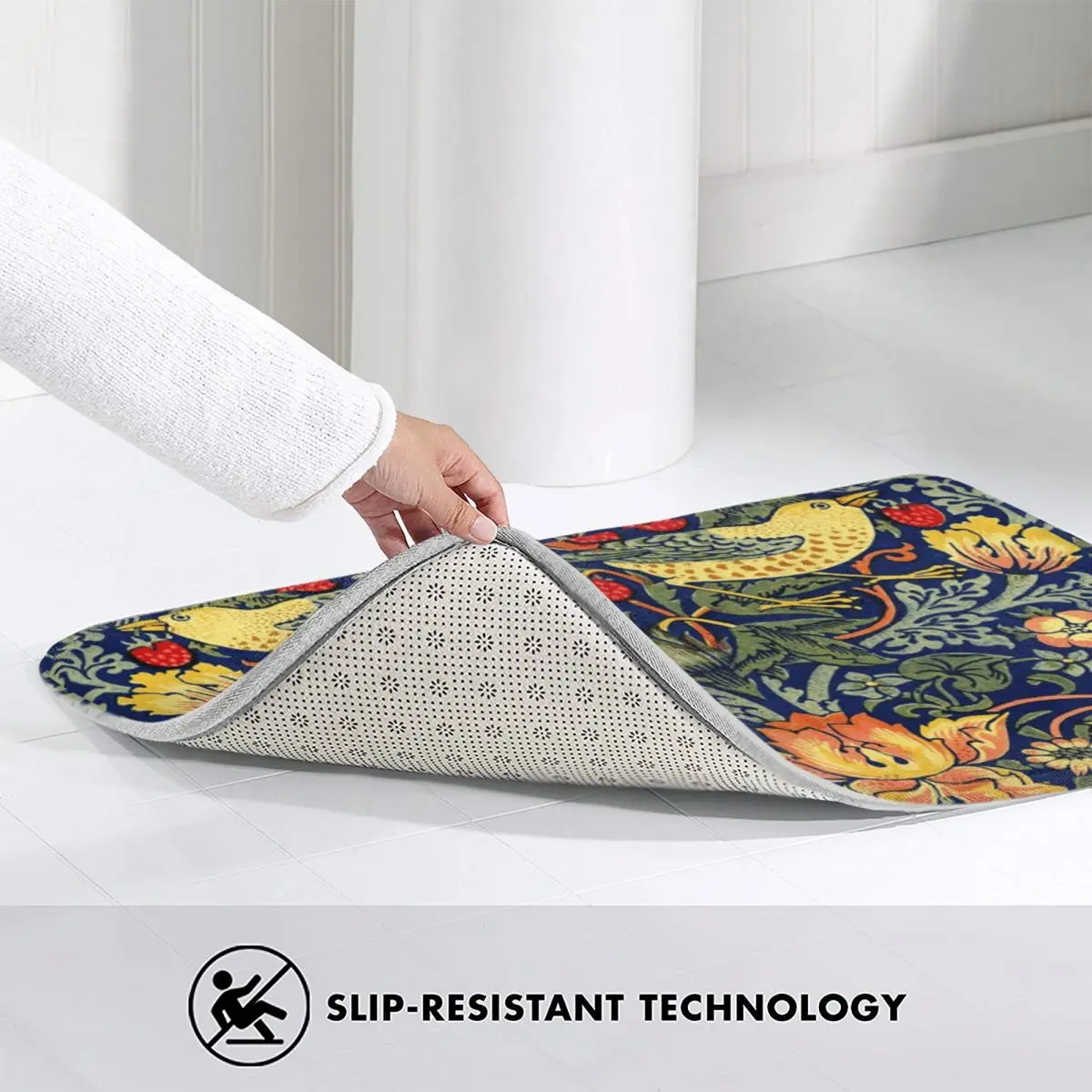 윌리엄 모리스 딸기 도둑 미끄럼 방지 도어 매트 바닥 매트 먼지 방지 카펫 러그 주방 입구 홈 발코니 발판 매트