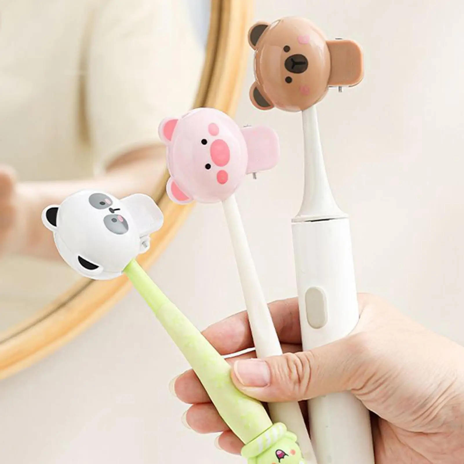 4pcs Animal Shaped Toothbrush Head Covers Portable Dustproof Protective Caps for Kids Adults Travel Bathroom Use