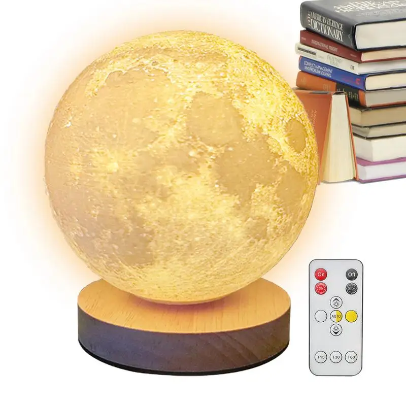 Rotating Moon Lamp 3 Colors LED Moon Lamp For Kids 360 Degree Rotatable Magnetic Charging Moon Light With Remote Control