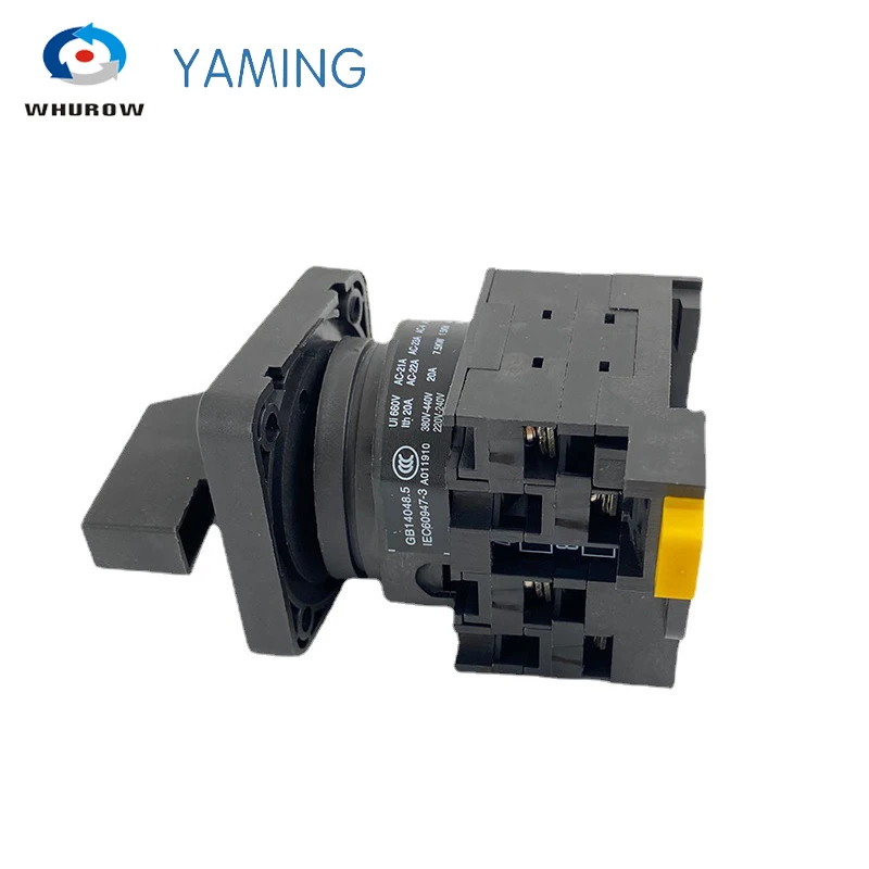 Rotary Cam Switch DIN Rail Mounting 3 Position 2 Poles 690V 20A Selector Changeover Control Circuit Dual Power YMW42-20/2