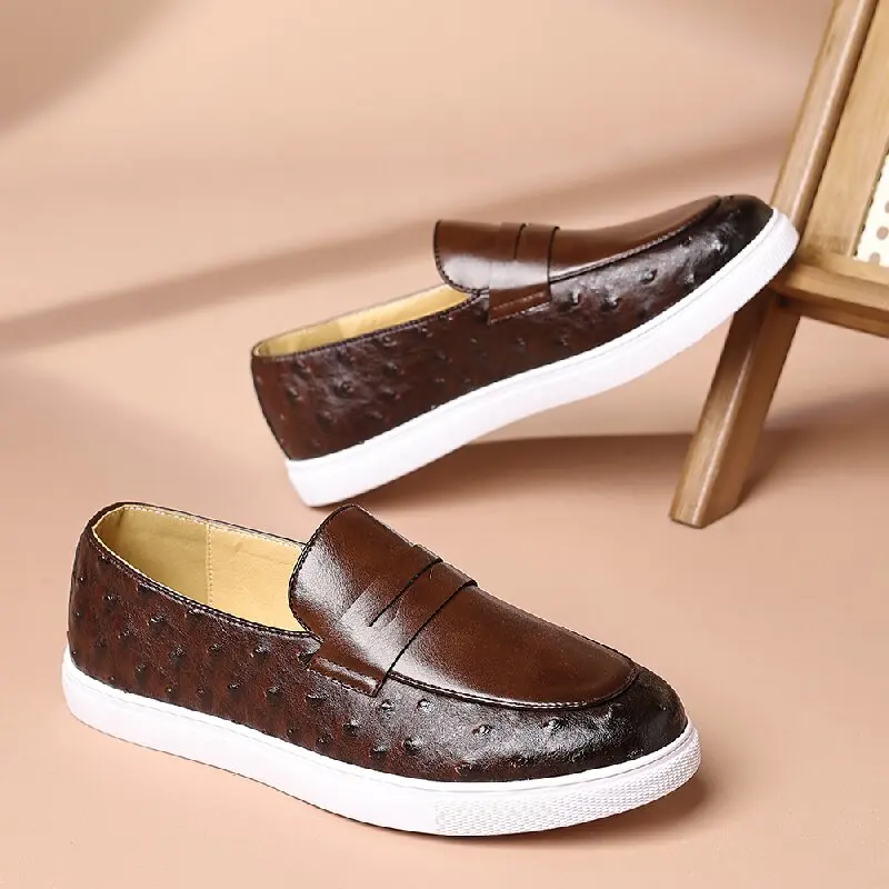 

Men Fashionable Vulcanized Shoes Men Casual Comfortable Flip-flops Business Driving Travel Leather Shoes Outdoor Walking Shoes