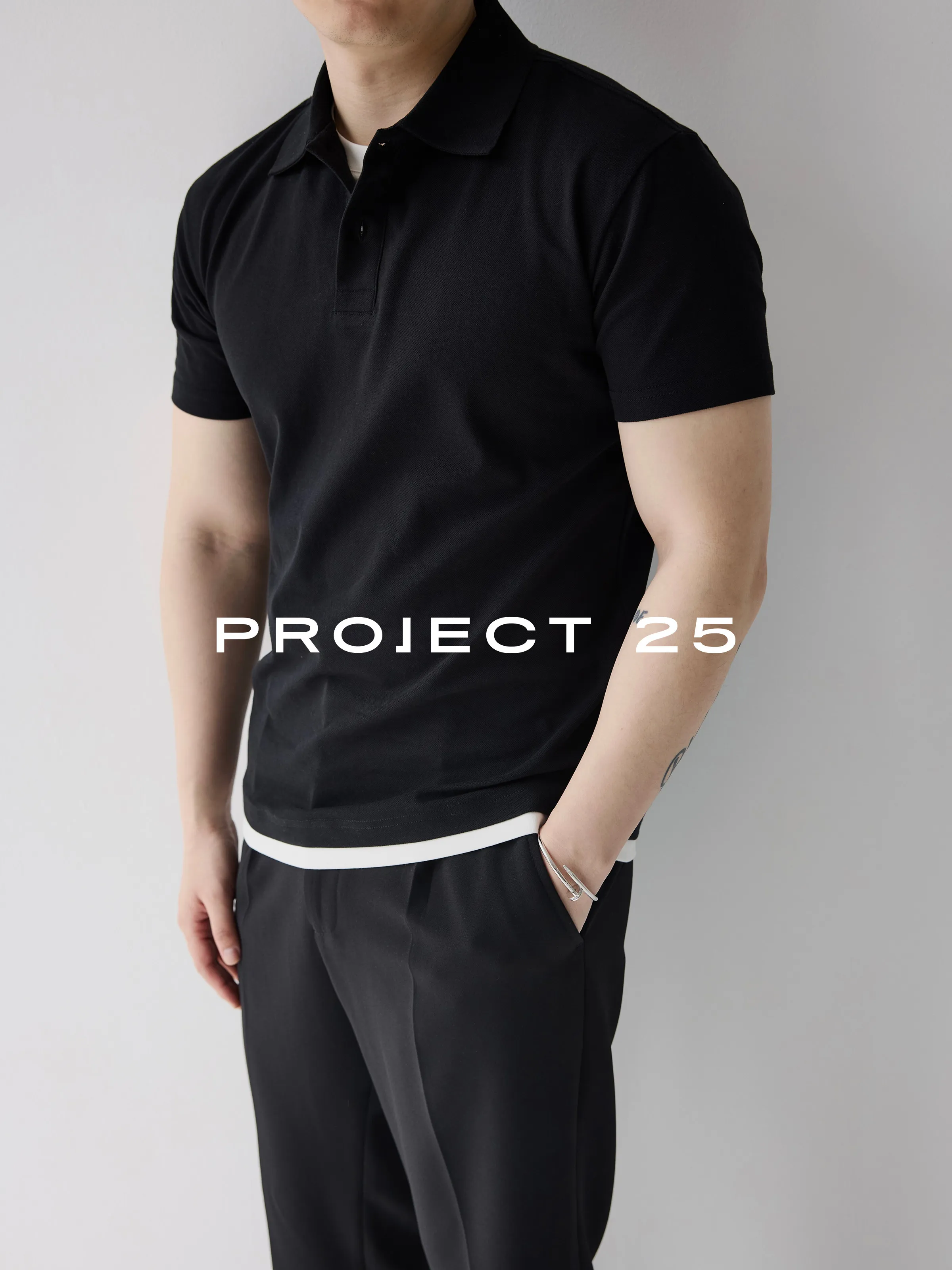 PROJECT 25 Men's Cooling Piqué Polo with Fake Two-Piece Design– Minimalist