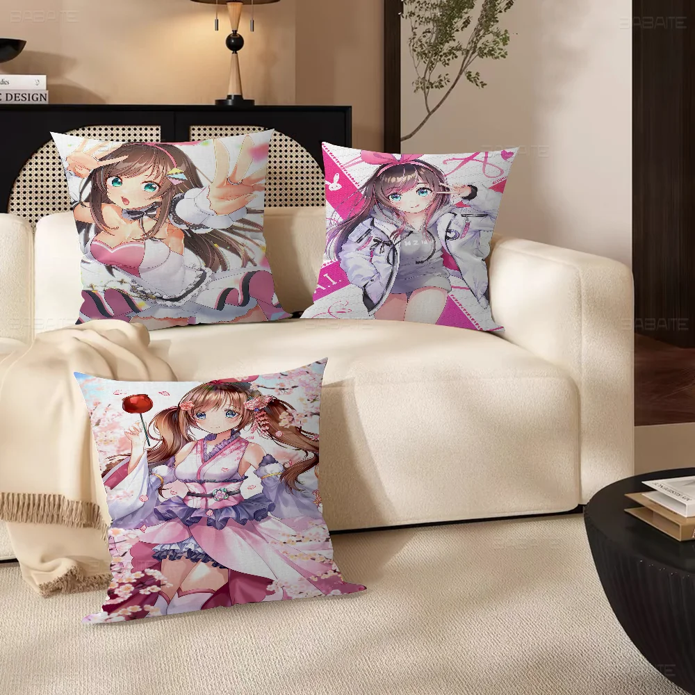 First Virtual Anchor Kizuna AI Cushion Cover Inches Farmhouse Decor Home Throw Pillow Covers For Couch Decorations