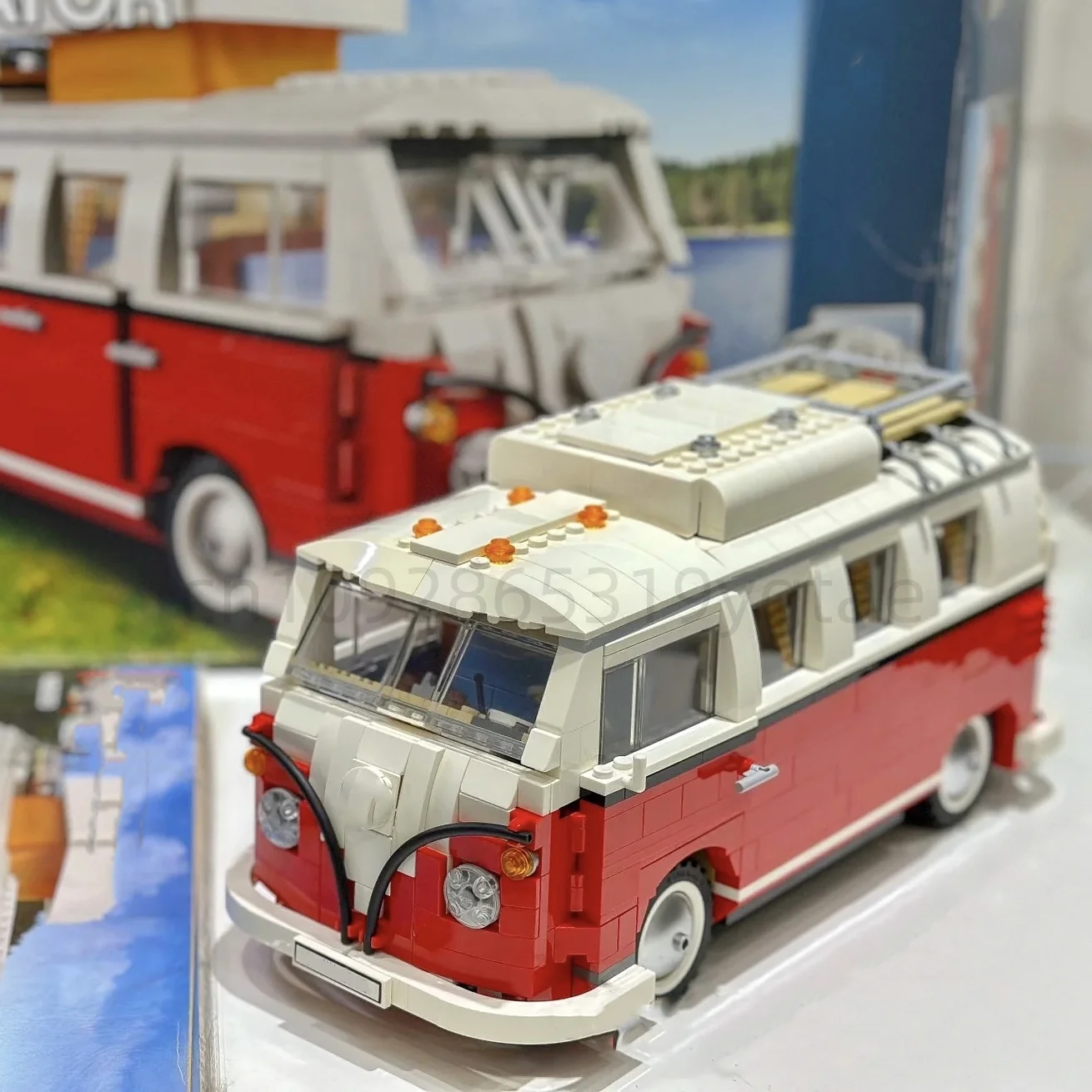 الرجعية شاحنة التخييم سيارة اللبنات 10220 MOC 1354 قطعة الطوب التقنيات المركبات الجمعية حافلة لعبة مجسمة الصبي الكبار جمع هدية