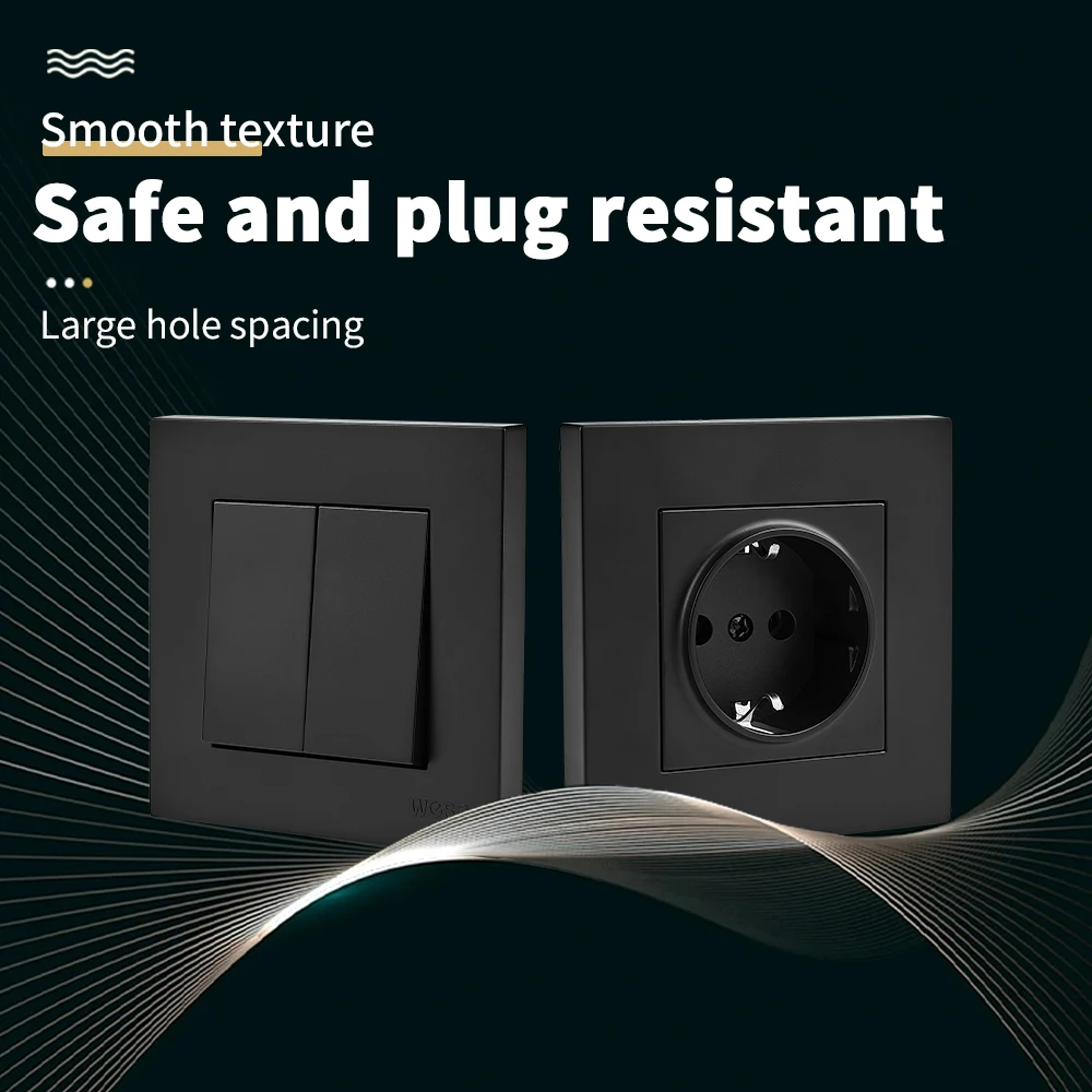أسود كلاسيكي مآخذ الطاقة الجدار جزءا لا يتجزأ من التيار المتناوب لهب مع المنافذ الكهربائية الأرضية 250 فولت الطلاء المقابس البلاستيكية المقبس 250 فولت #3