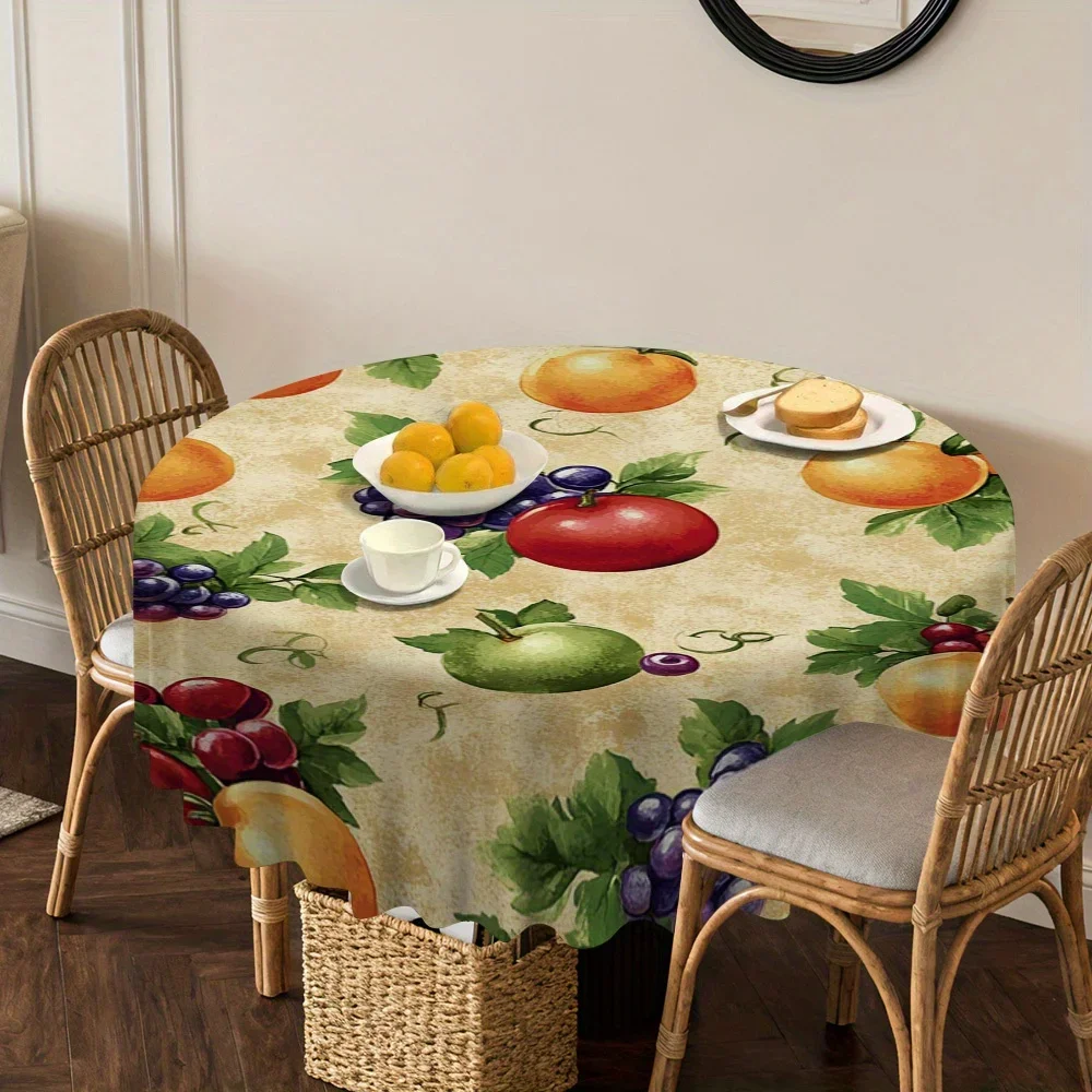 Thanksgiving Fruit Harvest Set, specially designed for round tablecloths. 1-piece set. Perfect for restaurant tabletops.xzj