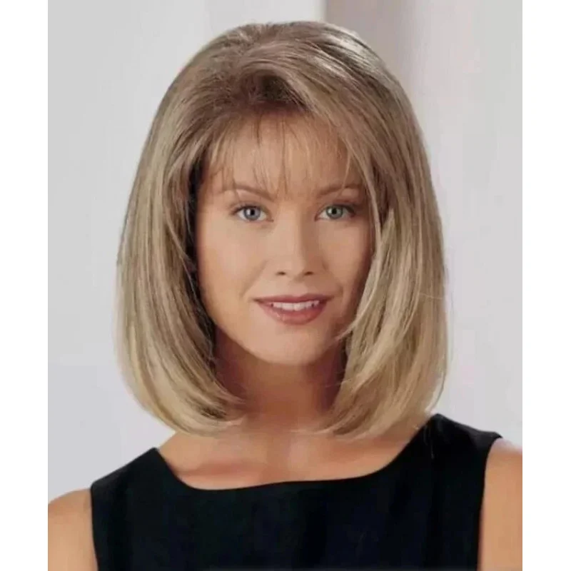 

100% Human Hair New Fashion Women's Long Natural Brown Mix Blond Wigs 12 In