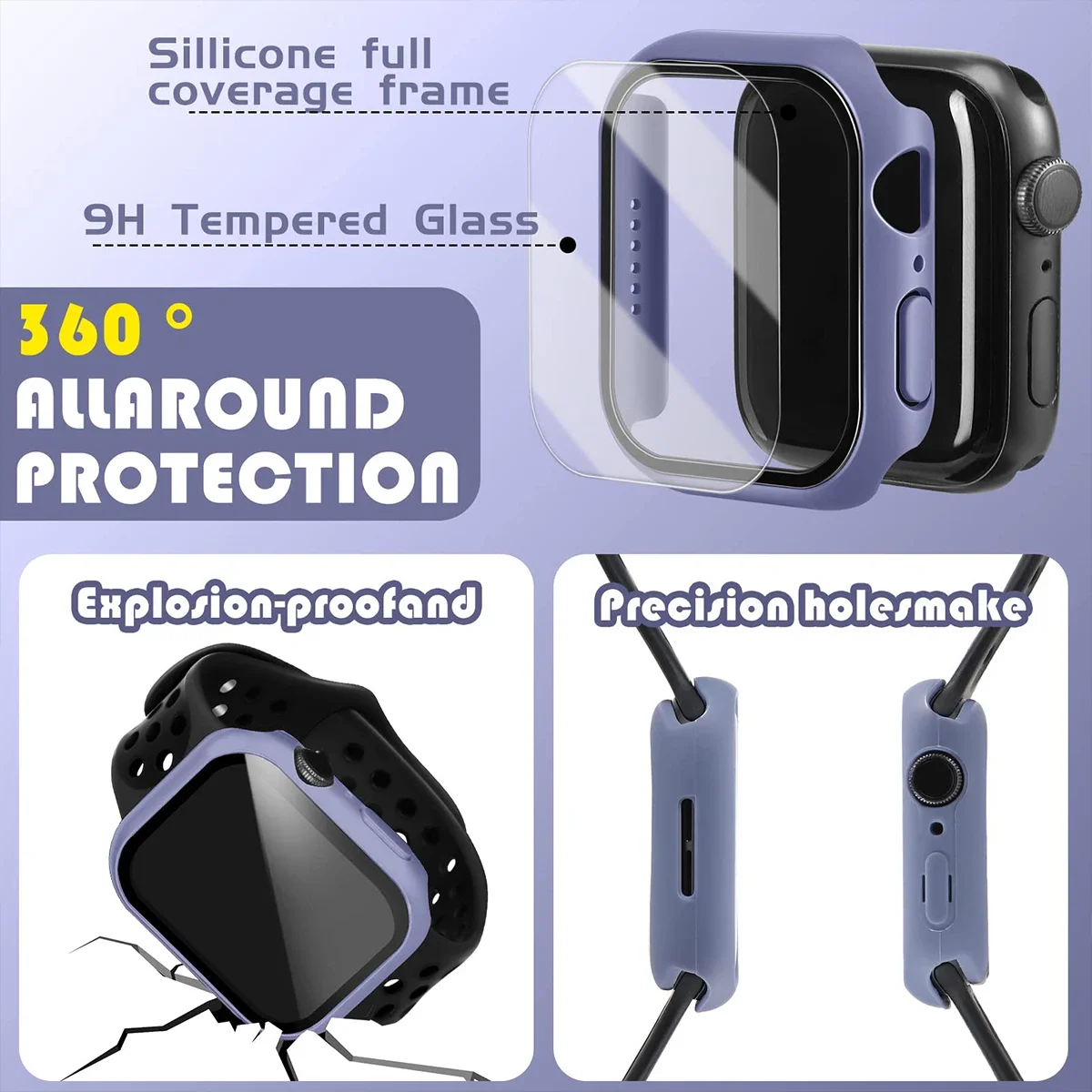 Tempered Glass+Cover For Apple watch Case 45mm 41mm 44mm 40mm 42mm Screen Protector Apple Watch Accessories serie 9 4 5 6 SE 7 8 image 4