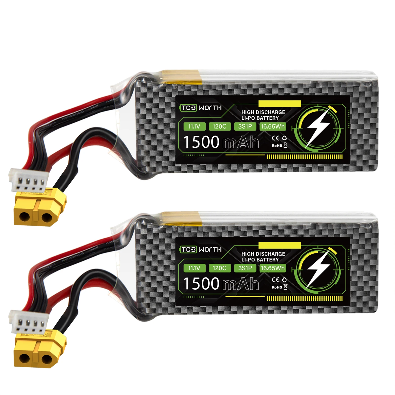 

11.1V 3S Lipo Battery 120C 1500mAh RC Battery with XT60 Plug for RC Models Airplane Helicopter Remote Control Quadcopter Drone