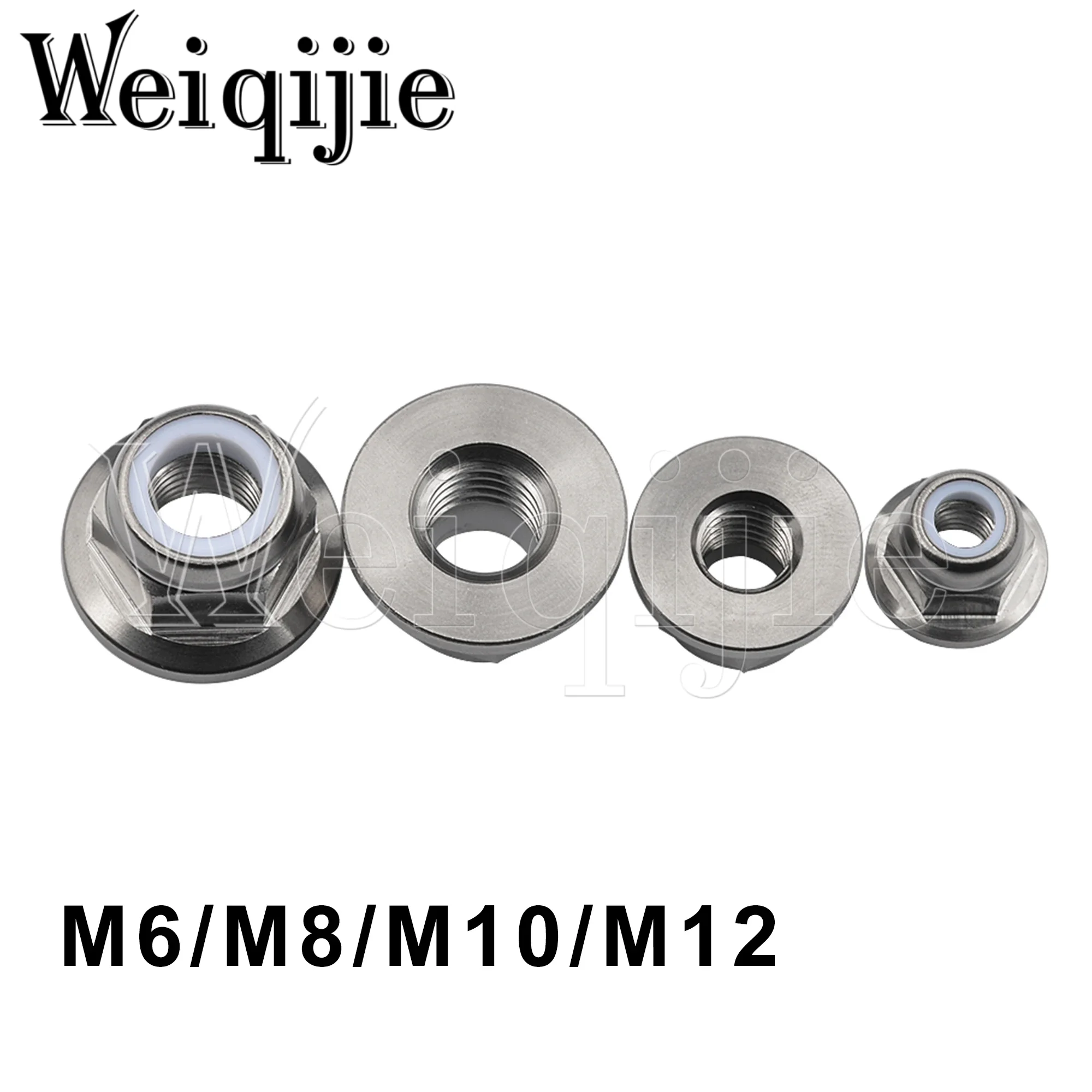 

Weiqijie 6PCS Bike Cycling Titanium Ti M6/M8/M10/M12 Pitch 1.25/1.5mm Sprocket Flange Lock Nut