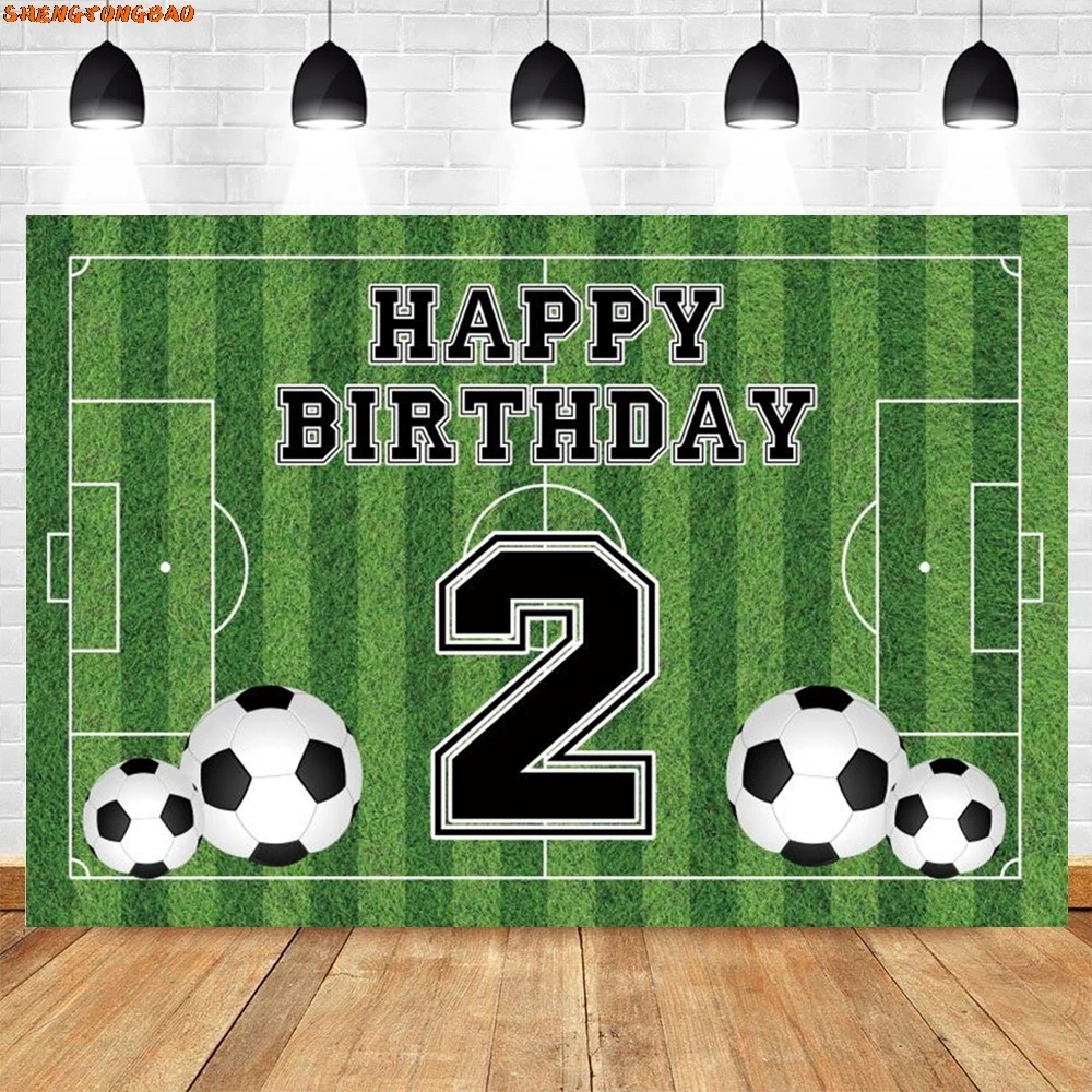 Football Photography Backdrop for Boy Birthday Party Decor Real Madrid Stadium Grassland Soccer Field Customize Photo Background