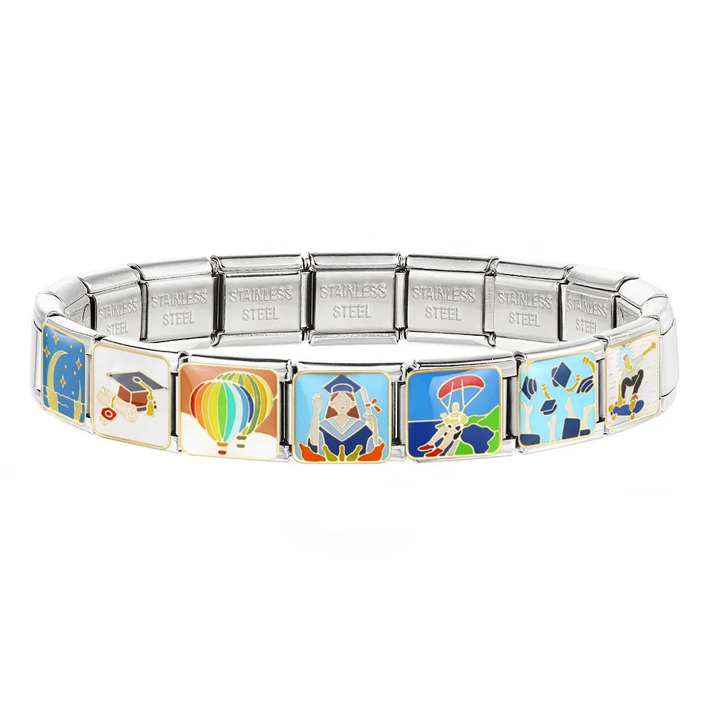 ​ URING موضة جديدة منطاد الهواء الساخن البيانو الإنزلاق الإيطالية وصلة سحرية صالح 9 مللي متر سوار الفولاذ المقاوم للصدأ DIY بها بنفسك صنع النساء الرجال المجوهرات