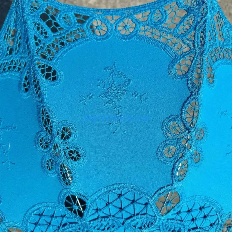  Elegant Lace Embroidered Umbrella   Wooden Handle for Wedding Decorative Parasol