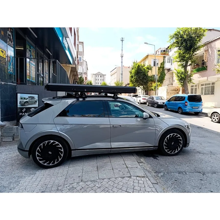 قضبان متقاطعة لرف السقف لـ Ioniq 5 20222025 مصممة لسقف عادي عاري على طراز مشبك سعة تحميل 330 رطل من الألومنيوم TSlot Bar #6