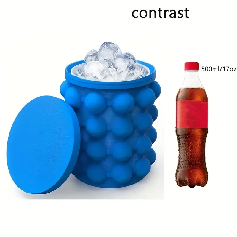 1pc Large blue silicone ice bucket ice maker, ice storage cup, outdoor insulated box