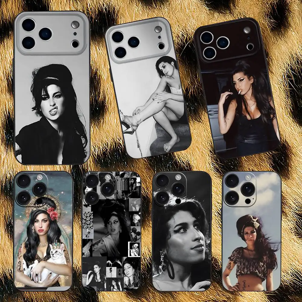 

A-Amy Winehouse Phone Case For iPhone 17,16,15,14,13,12,Pro,Max,Plus,E,SE4,Air,Mini Black Soft Box