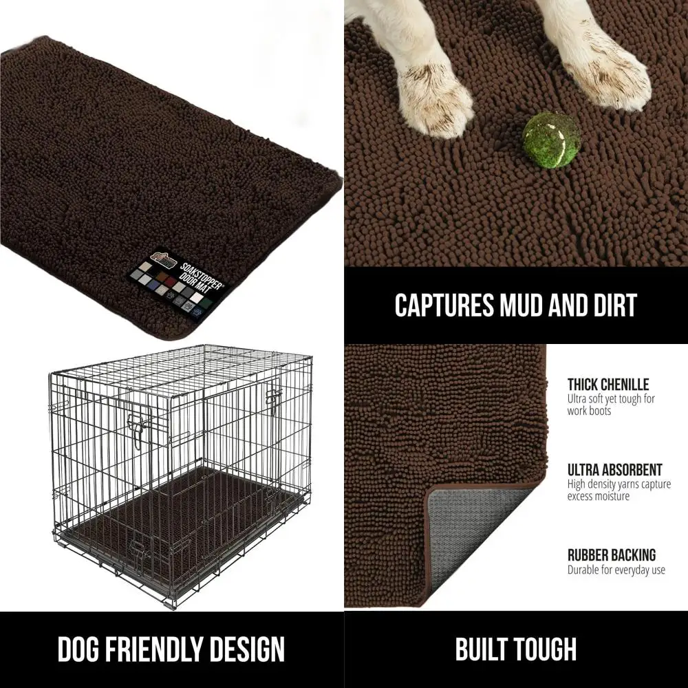 

Впитывающий дверной коврик для собак, 70x24, можно стирать в машине, быстросохнущая синель, улавливает грязь и влагу, подходит для внутреннего входа, Br