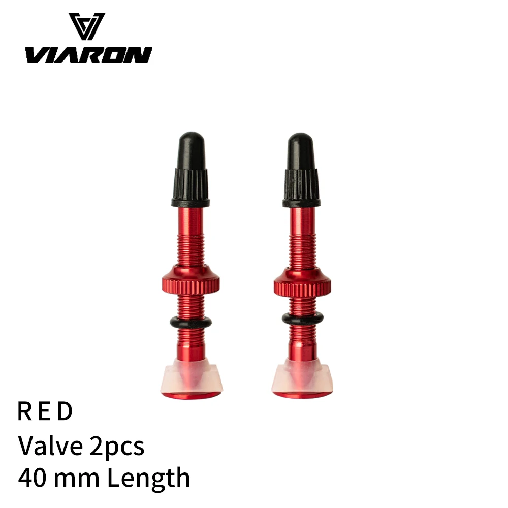 VIARON 2Pcs MTB Tubeless Real Air Aluminum Alloy FV Valve Brass Alloy Core Optional Color Stem 40mm/60mm Length Cap & Tool