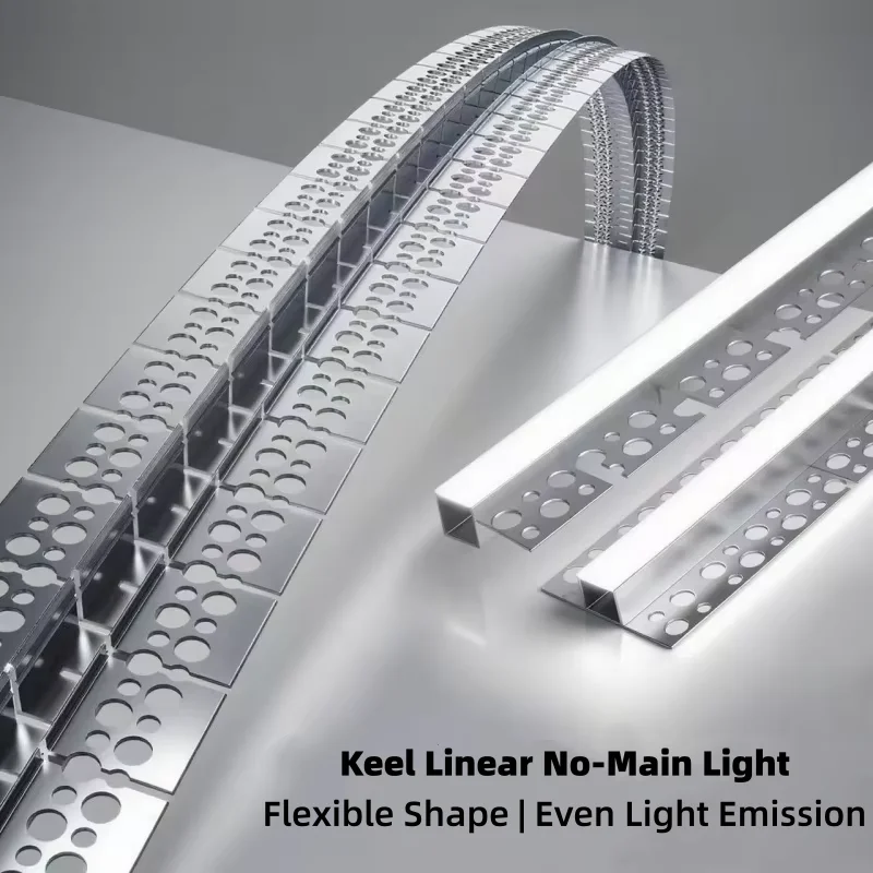 Free Bending Embedded Soft Led Aluminum Profile Channel Diy Home Curved Ceiling Aisle Drywall Decor Linear Bar Strip Light